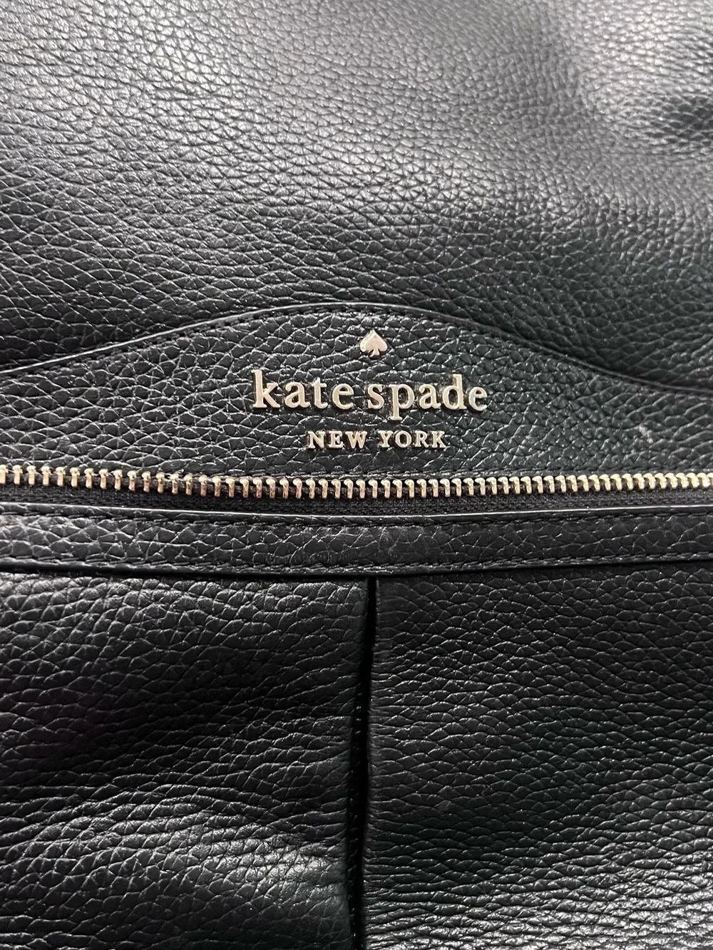 Kate Spade Black Pebbled Leather Backpack with Gold Accents